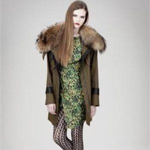 Cynthia Steffe Green Military Jacket Trench Coat